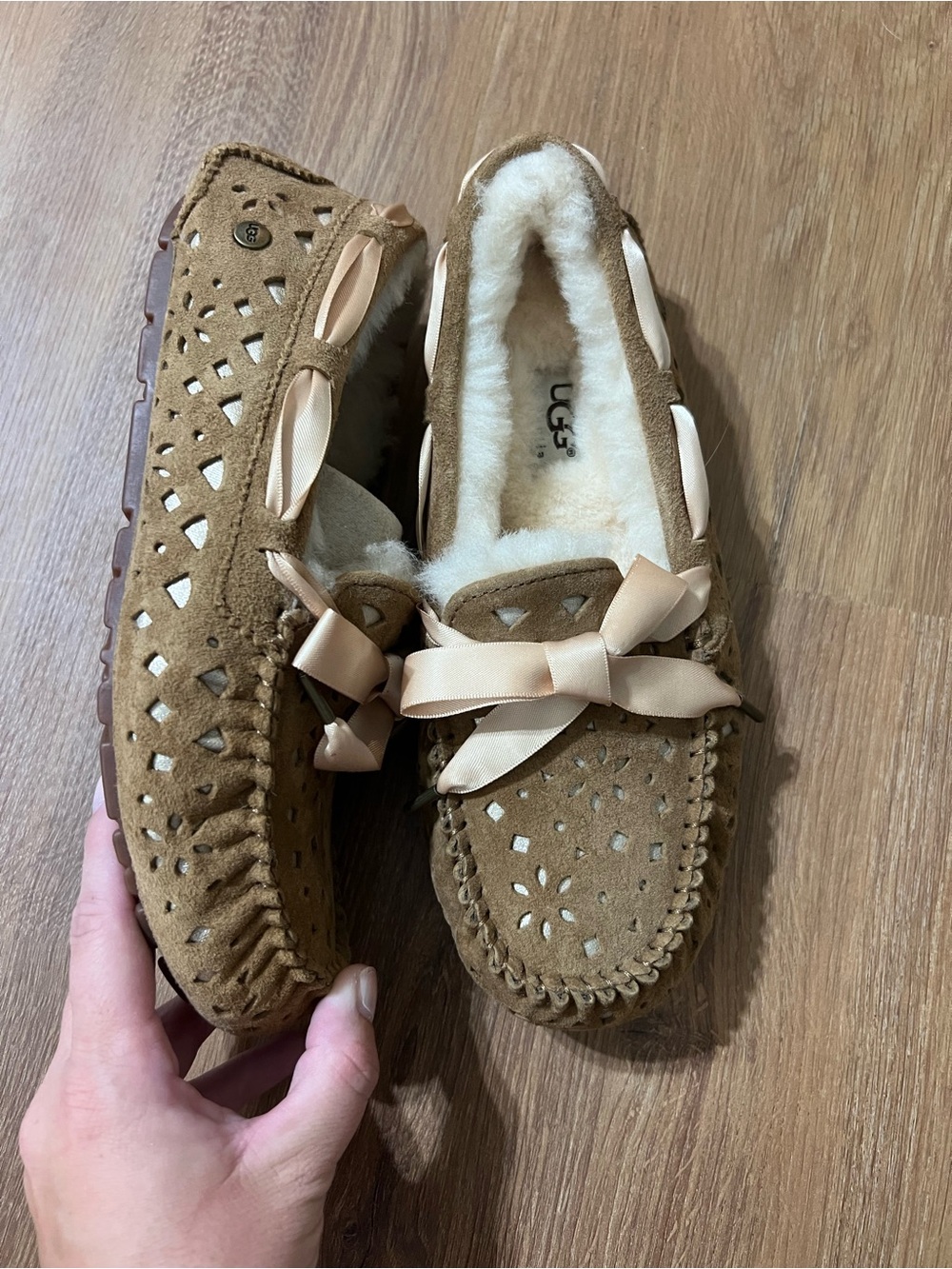UGG Women’s Chestnut Moccasin with Satin Bow